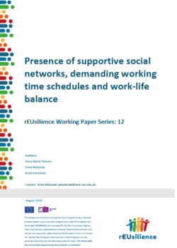 Presence of supportive social networks, demanding working time schedules and work-life balance